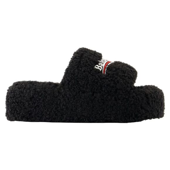 Furry Platform Sandals - Balenciaga - Synthetic - Black - Picture 1 of 2